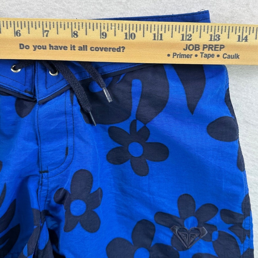 Vintage Roxy Quiksilver Blue Floral Board Shorts Juniors Size 1 Y2K Hibiscus - Picture 10 of 14